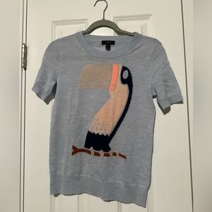 J. Crew Toucan Merino Wool Short Sleeve Shirt XS